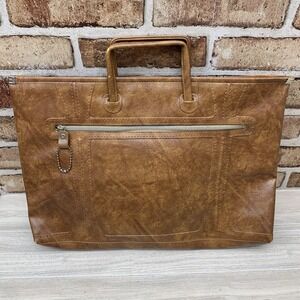 Vintage Escort Leather Briefcase File Case‎ Bag Tan Brown 1975 Office Zip Up